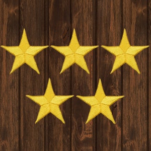 Parches termoadhesivos de estrella amarilla (paquete de 5), aplique bordado de 3,8 cm para uniformes de artes marciales, chaquetas, bolsos, insignias de recompensa y regalos coleccionables.