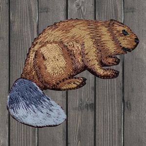 Bever geborduurde patch 2,5" opstrijkbare patch, badge met dieren in het wild, natuurpatch voor jassen en rugzakken, outdoor campingpatch, doe-het-zelf stoffen