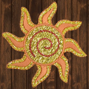 Sparkle Sun Patch, Iron On Star Applique, Space Solar System Badge for Backpacks Jackets DIY Gifts, 2.25" Embroidered Patch