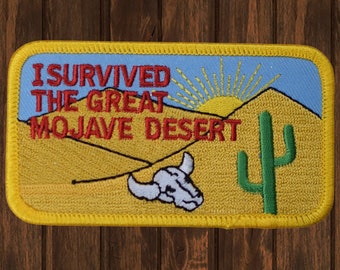 I Survived the Great Mojave Desert-patch, opstrijkbaar, 3-5/8", California Cactus-patch, woestijnavontuur, wandelbadge, reissouvenir