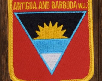 Patch de Antígua e Barbuda, 7 cm (2,75") para passar a ferro, emblema de viagem das Índias Ocidentais, aplique da bandeira do Caribe, acessório para jaqueta como lembrança de férias.