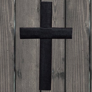 Large Black Cross Embroidered Patch, Iron On, Christian Jesus Faith Badge Applique, 3 Inch Patch for Jacket Backpack Hat, Religious Gift