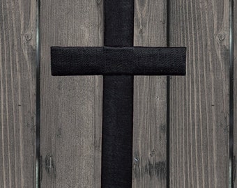 Duża, haftowana naszywka z czarnym krzyżem, do prasowania, aplikacja z symbolem wiary chrześcijańskiej Jezusa, naszywka 3-calowa na kurtkę, plecak, czapkę, prezent religijny