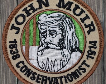 John Muir Gestickter Aufnäher, 3-Zoll-Naturschutz-Nationalparks, Wanderabzeichen, Aufnäher zum Aufbügeln für Jacke, Rucksack, Hut
