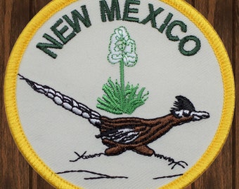New Mexico Roadrunner Iron On Patch, 3" Embroidered Applique for Jackets, Bags, Backpacks, Southwest Albuquerque Santa Fe NM Gift