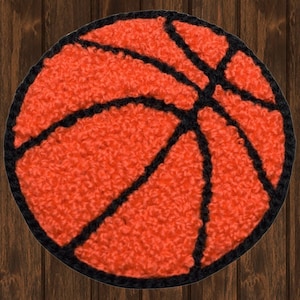 Chenille Basketball Patch, Iron On, Letterman Jacket Patch, Sports Badge, Varsity Basketball, Team Uniform Patch, 2-3/8&quot; Chenille Applique