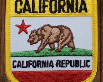 California State Embroidered Patch, 2.75" Iron On CA Republic Badge with Grizzly Bear for Jackets, Backpacks, Travel Decor, West Coast Gift
