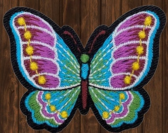 Parche bordado de mariposa de 5,7 cm para planchar, insignia de insecto, parche de mariposa colorido para chaquetas, mochilas, sombreros, manualidades y regalos.