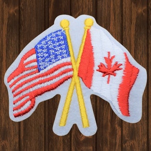 United States & Canada Embroidered Patch, Iron On, USA CA Flags Applique Badge, Patriotic Travel Patch for Jacket Bag Hat, 3-7/8" Gift