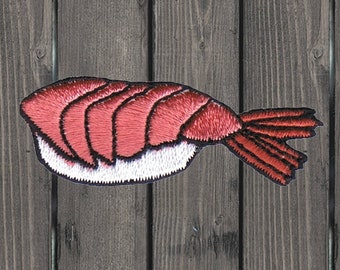 Finally Home Cute Kawaii Sushi Iron On Patch | Asian Food Embroidered Patch, Salmon Fish, Nigiri, Machine Washable