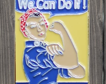 We Can Do It Enamel Pin, Rosie the Riveter Metal Badge, Feminist Icon Lapel Pin for Hats, Jackets, Backpacks and Collectors