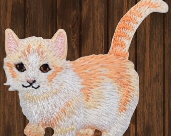 Vintage Gray Cat Embroidered Patch - Funny Anime Kitty Iron On Applique For Jackets & Backpacks