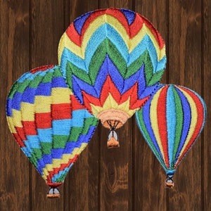 Hot Air Balloons Embroidered Patch, Iron-On Colorful Flight Applique, Festival Badge for Jackets, Backpacks, Hats and DIY Crafts