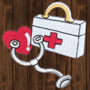 Doctor Nurse Embroidered Patch 2.75” Iron On, EMT Paramedic Heart Love Applique, Medical Uniform Patch, Healthcare Badge for Jackets