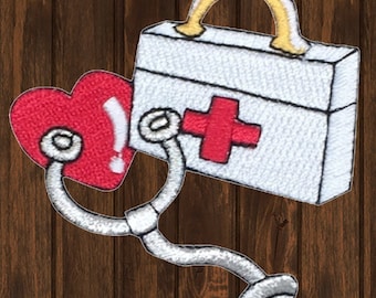 Doctor Nurse Embroidered Patch 2.75” Iron On, EMT Paramedic Heart Love Applique, Medical Uniform Patch, Healthcare Badge for Jackets