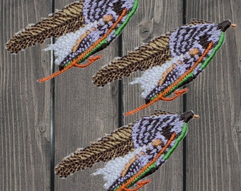 Large Fly Fishing Lure Applique Patch - Yellow Marabou Fish Badge (Iron-On) By Patch Parlor
