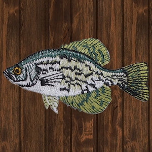 Crappie Fish Embroidered Patch, Iron On, Fishing Applique Badge for Fisherman Gift, Outdoor Nature Patch Jacket Bag Hat, 2-3/4&quot; Collectible