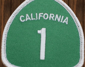 Landstraße 1 Kalifornien Aufnäher, Big Sur Santacruz Carmel Reiseabzeichen, CA Hwy One Souvenir, gesticktes Aufnäher 2,5 "Sammlerstück