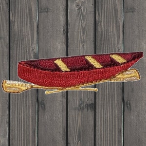 Canoe Iron On Patch, 2.25&quot; Embroidered Water Sports Applique Badge with Boat Paddles and Oars for Outdoor Gear, Jackets, Bags, DIY Decor