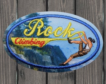 Rock Climbing Embroidered Patch, Iron On, Bouldering Sport Trad Lead Badge, Patch for Backpack Jacket Hat, Adventure Gear, 2.625 Inch
