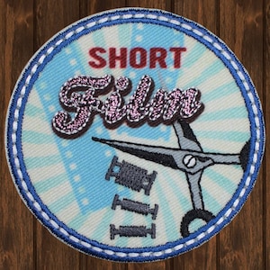 Short Film Iron On Patch, 2.25&quot; Embroidered Movie Editor Applique Badge for Cinema Lovers, Directors, Film Crews, Bags, Jackets, Gear