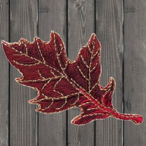 Autumn Fall Leaf Iron On Patch 2.87&quot; Dark Oak Leaf Applique Badge, Nature Embroidered Patch for Jackets, Bags, Outdoorsy Gift Idea