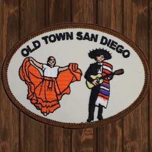 San Diego Embroidered Patch, 3.5" Iron On California Old Town Mission SD Badge, SoCal Souvenir Jacket Backpack Hat Patch, Travel Gift