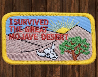 Mojave-woestijn geborduurde patch, 3,6" California Joshua Tree Skull-badge, opstrijkbare souvenirpatch voor jas, rugzak, hoed collectible