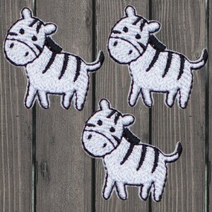Mini Zebra Embroidered Patch 3-Pack, 1" Iron On Safari Animal Applique Badge, Zoo Keeper Jacket Backpack Hat Patch, Animal Lover Gift