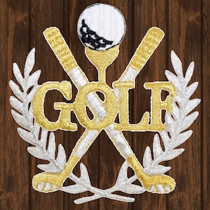 Golf Embroidered Patch 3.5&quot; Iron On, Gold Silver Golfing Badge, Links Course Patch for Shirts, Hats, Bags, Golf Enthusiast Gift