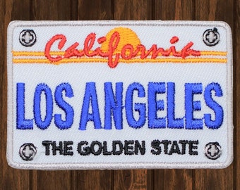Toppa ricamata di Los Angeles, distintivo da stirare per targa di Venice Beach, California, con testo del Golden State per giacche, cappelli, zaini