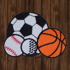Sports Iron On Patch, Baseball Basketball Golf Soccer Applique Badge for Jackets, Hats, Bags, Sports Fan Collectible Patch 2.75&quot;