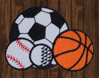 Sport Bügelbild, Baseball Basketball Golf Fußball Applikation Abzeichen für Jacken, Hüte, Taschen, Sportfan Sammler Patch 7,5 cm