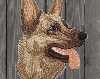 German Shepherd Embroidered Patch, Iron On Guard Dog Badge 3-3/8", Puppy Applique for Jackets, Backpacks, Hats, and Pet Lovers