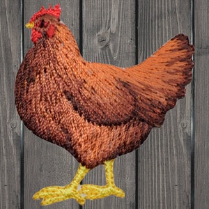 Chicken Embroidered Patch, Iron-On Hen Applique, Farm Animal Badge for Jackets, Backpacks, Hats and Country Fashion
