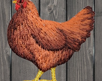 Chicken Embroidered Patch, Iron-On Hen Applique, Farm Animal Badge for Jackets, Backpacks, Hats and Country Fashion