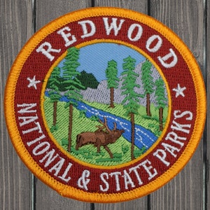 California Redwoods Patch, 2.75&quot; Iron On, Redwood National State Parks Badge, Nature Lover Gift, Backpack Applique, Jacket Hat Accessory