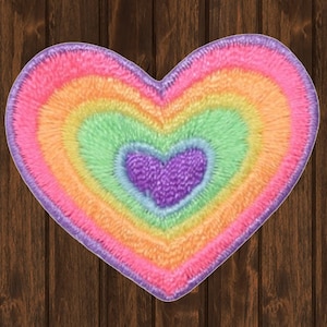 Rainbow Heart Iron On Patch, 1.5&quot; Embroidered Love Badge Applique for Jackets, Backpacks, Pride Outfits, DIY Fashion, Colourful Decor