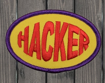 Naszywka Hacker Iron On, Gamer Computer Techie Programmer Applique na kurtki, czapki, torby, kolekcjonerska naszywka Tech 3" Cyber Badge