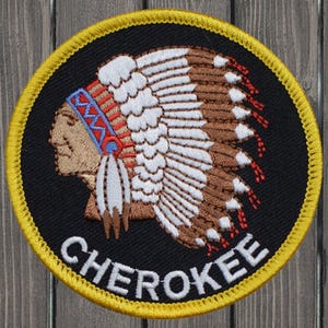 Cherokee Embroidered Patch, 3" Iron On Native American Headdress Applique Badge, Tribal Heritage Jacket Backpack Hat Patch, Collector Gift