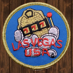 Las Vegas Iron On Patch, 3&quot; Embroidered Nevada Slot Machine Gaming Applique for Jackets, Bags, Backpacks, Casino Badge Collectible