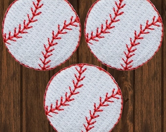 Mini toppa ricamata da baseball, confezione da 3, distintivo da applicare con ferro da stiro e pallina sportiva da 1-1/8", regalo fai da te per giacca, zaino e cappello con spirito di squadra