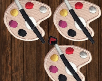 Painter's Palette Iron On Patch Set, 3-Pack Artist Applique Badge for Jackets, Hats, Bags, Art Lover Collectible Patch 1.75"