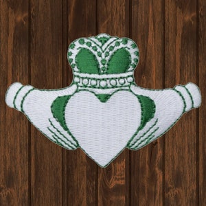 Claddagh Embroidered Patch, Iron-On Irish Heart and Love Applique, Celtic Symbol Badge for Jackets, Backpacks, and Gifts