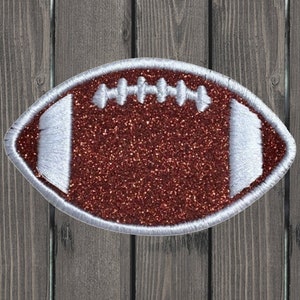Glitter Football Iron On Patch, Sparkly Sports Ball Embroidered Applique Badge for Jackets, Hats, Bags, Fan Spirit Patch 2&quot;