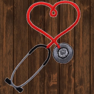Stethoscope Embroidered Patch, Red Heart Doctor Nurse Badge, Iron On Medical Patch for Scrubs, Jacket, Bag, Healthcare Appreciation Gift
