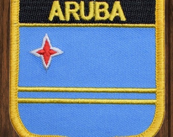 Aruba Iron On Patch, Dutch Caribbean & ABC Islands Embroidered Applique Badge for Jackets, Hats, Bags, Netherlands Travel Patch 2.75"