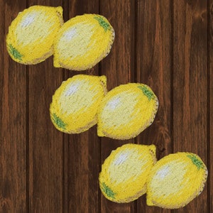 Lemon Embroidered Patch 3-Pack, Iron On Citrus Applique for Jackets, Aprons, Bags, Fruit Chef Cooking Patch, 1.5&quot; DIY Sewing Badge