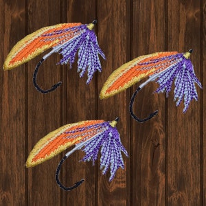 Fly Fishing Lure Iron On Patch Set, 3-Pack Winter&#39;s Hope Applique Badge for Jackets, Hats, Bags, Fishing Enthusiast Collectible Patch 1.75&quot;