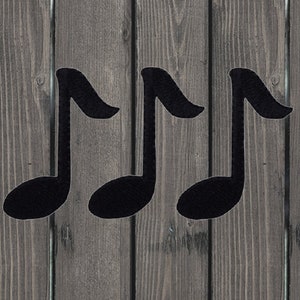 Black Quarter Note Embroidered Patch — 3-Pack — Iron On